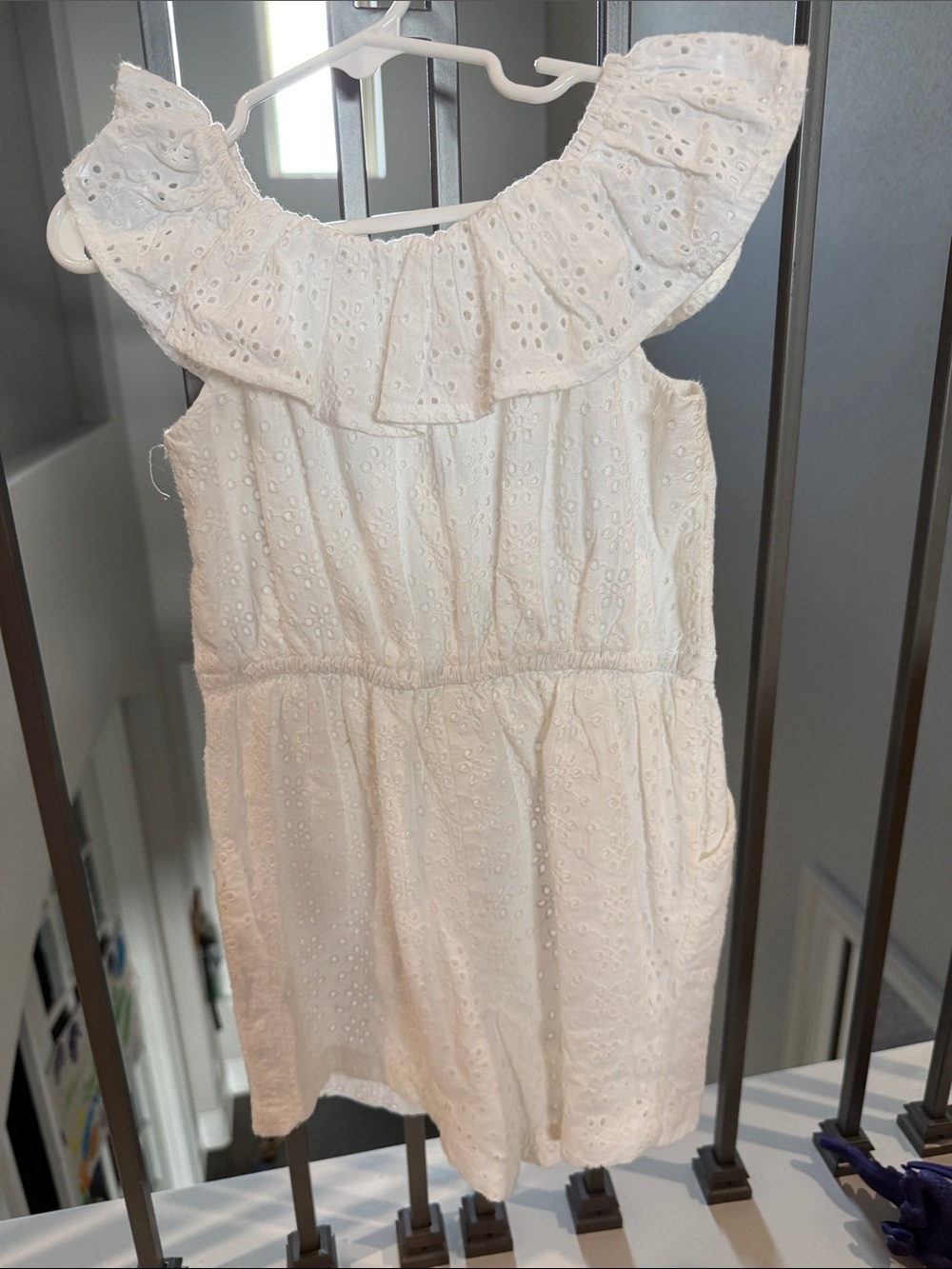 Hope & Henry Girls' White Eyelet Ruffle Romper - Picture 3 of 3
